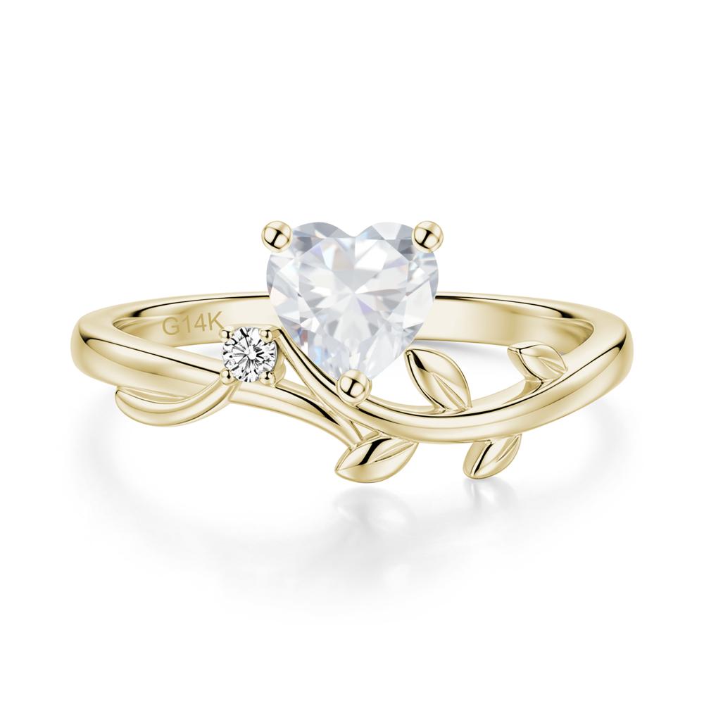 Heart Shaped Sapphire Vine and Leaf Ring - LUO Jewelry #gemstone_Cubic Zirconia