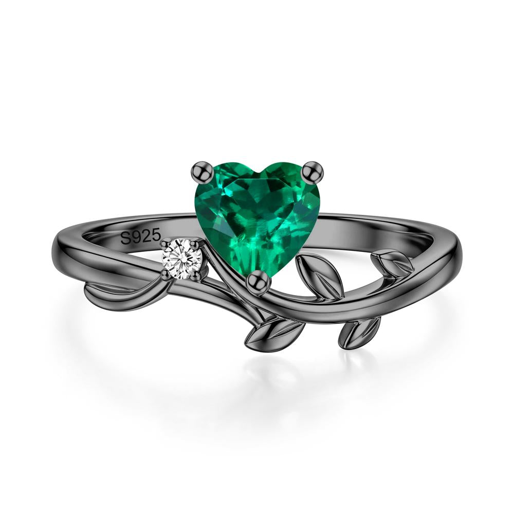 Heart Shaped Sapphire Vine and Leaf Ring - LUO Jewelry #gemstone_Emerald