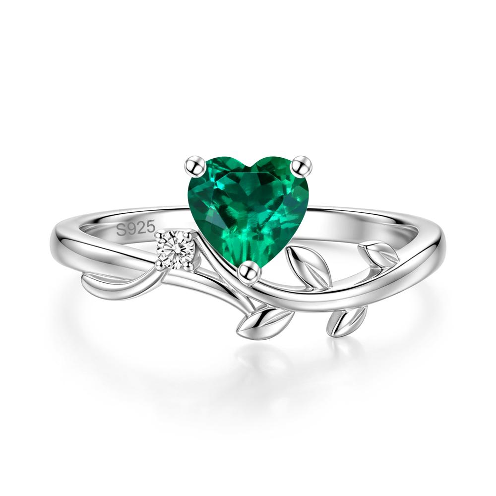 Heart Shaped Sapphire Vine and Leaf Ring - LUO Jewelry #gemstone_Emerald