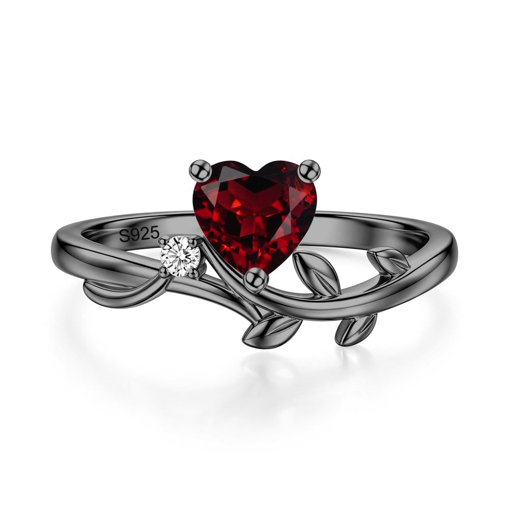 Heart Shaped Sapphire Vine and Leaf Ring - LUO Jewelry #gemstone_Garnet