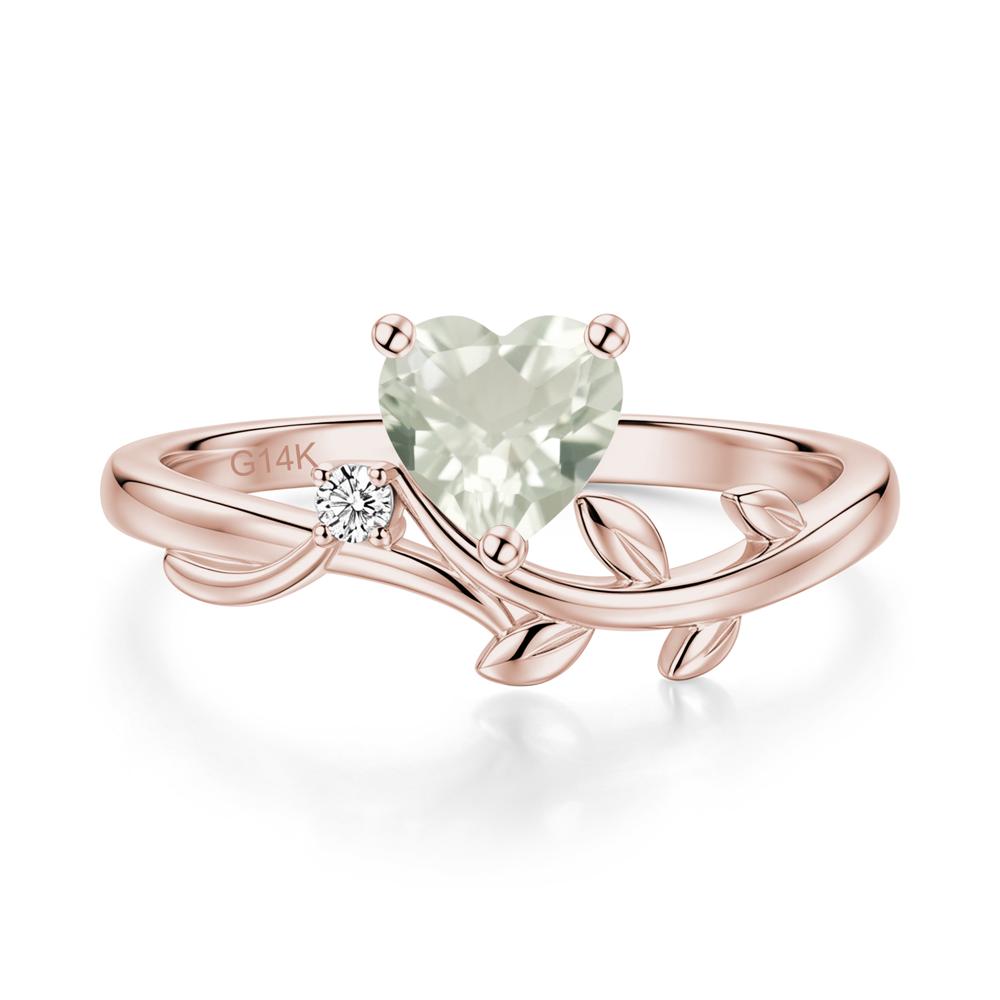 Heart Shaped Sapphire Vine and Leaf Ring - LUO Jewelry #gemstone_Green Amethyst