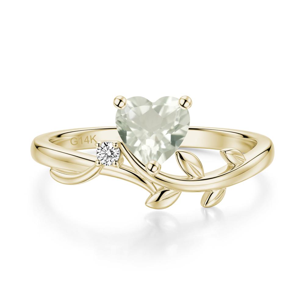 Heart Shaped Sapphire Vine and Leaf Ring - LUO Jewelry #gemstone_Green Amethyst
