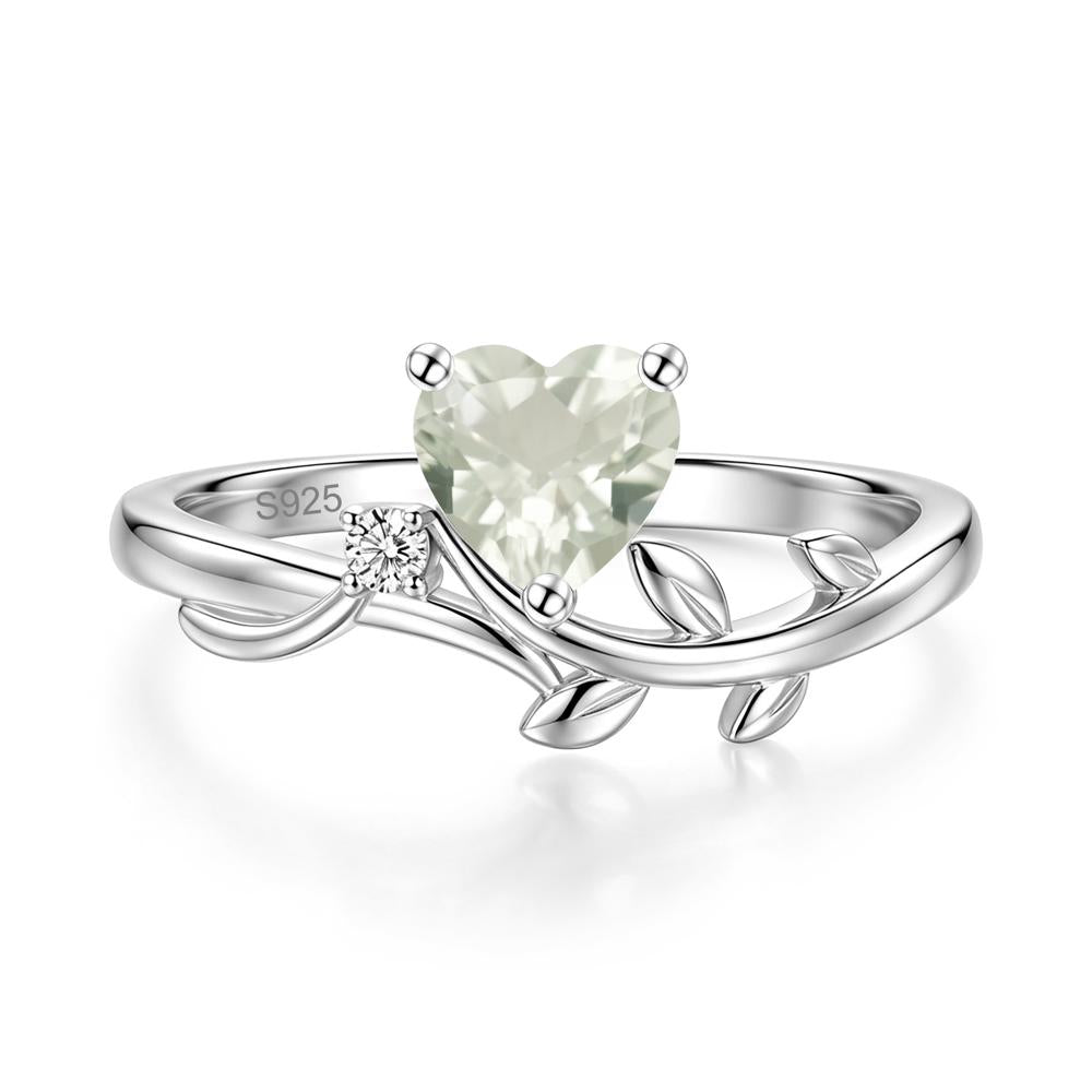 Heart Shaped Sapphire Vine and Leaf Ring - LUO Jewelry #gemstone_Green Amethyst