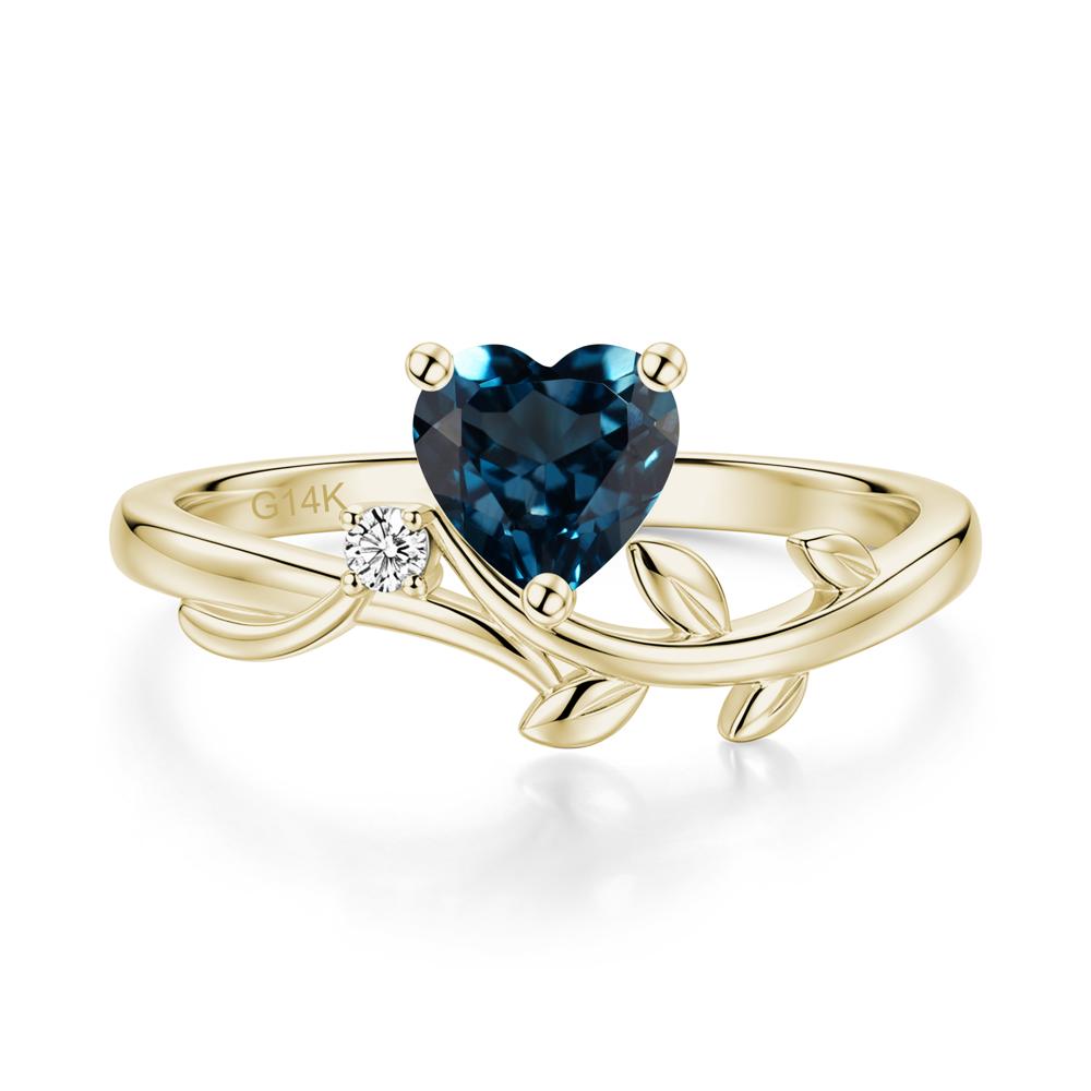 Heart Shaped Sapphire Vine and Leaf Ring - LUO Jewelry #gemstone_London Blue Topaz