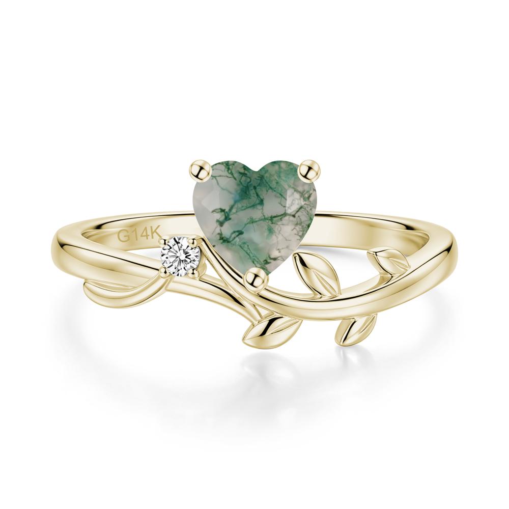 Heart Shaped Sapphire Vine and Leaf Ring - LUO Jewelry #gemstone_Moss Agate