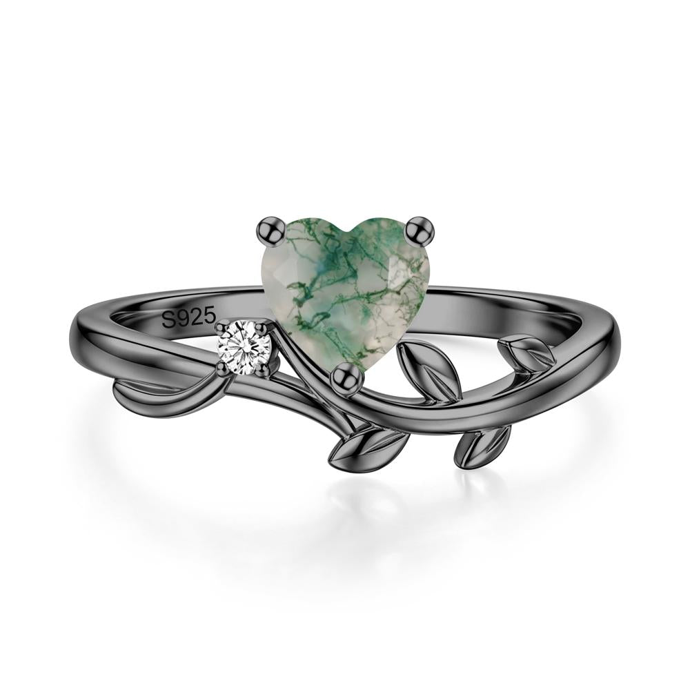 Heart Shaped Sapphire Vine and Leaf Ring - LUO Jewelry #gemstone_Moss Agate