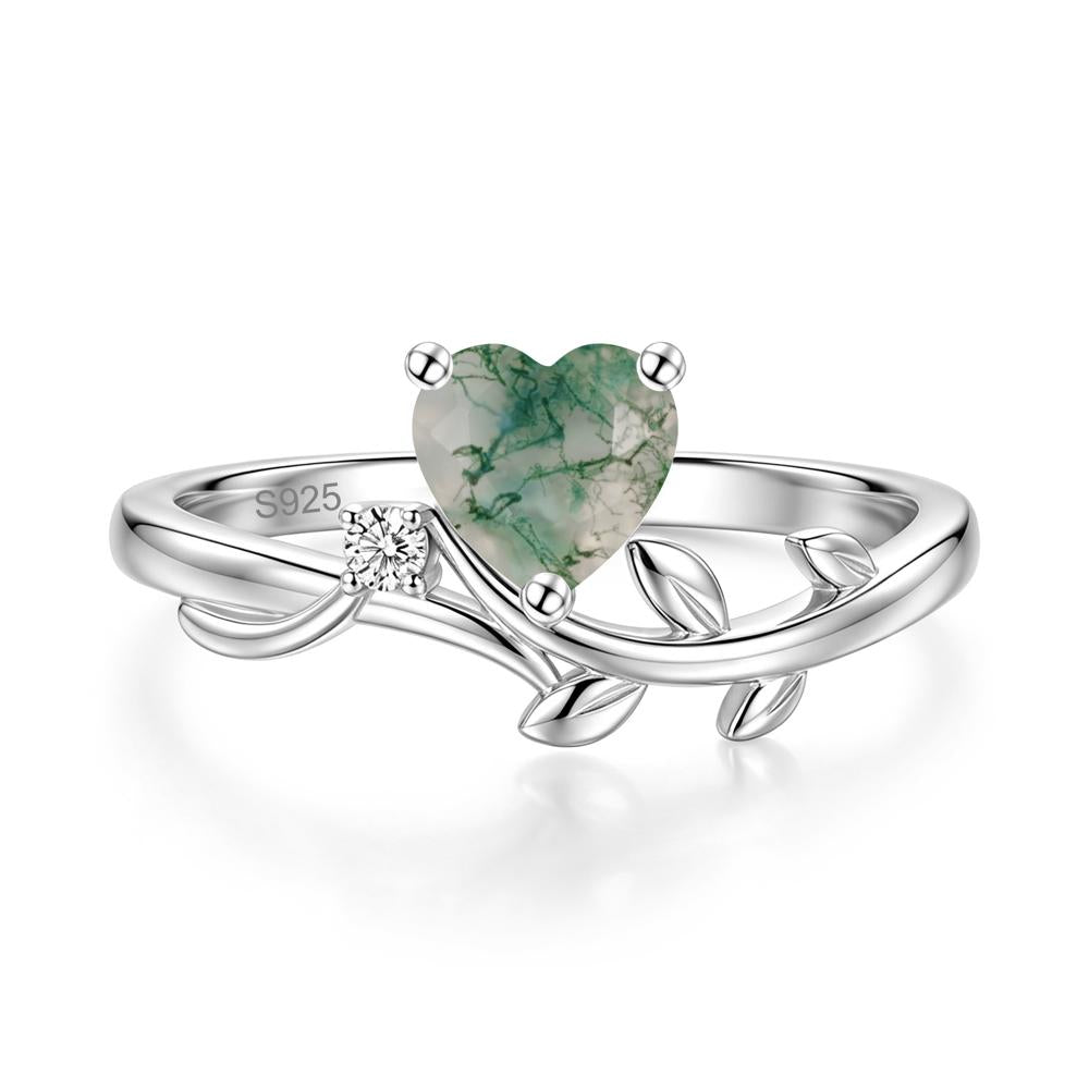 Heart Shaped Sapphire Vine and Leaf Ring - LUO Jewelry #gemstone_Moss Agate