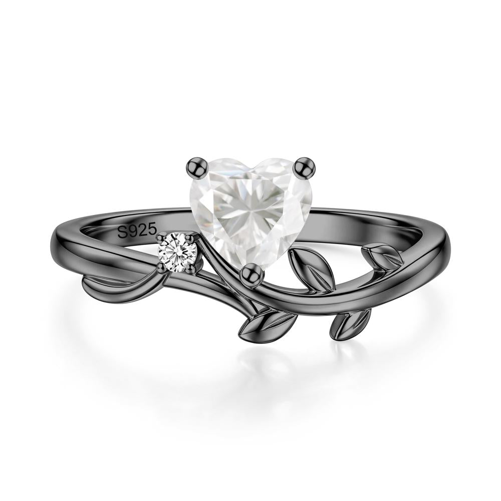 Heart Shaped Sapphire Vine and Leaf Ring - LUO Jewelry #gemstone_Moissanite