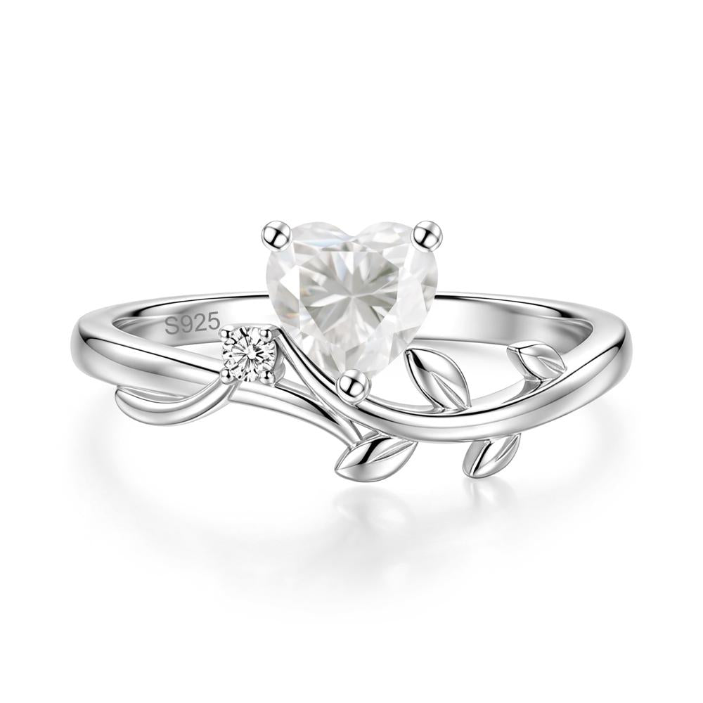 Heart Shaped Sapphire Vine and Leaf Ring - LUO Jewelry #gemstone_Moissanite