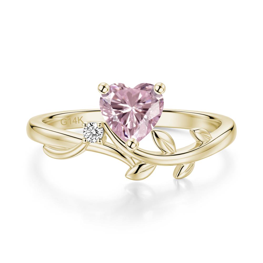 Heart Shaped Sapphire Vine and Leaf Ring - LUO Jewelry #gemstone_Pink Cubic Zirconia