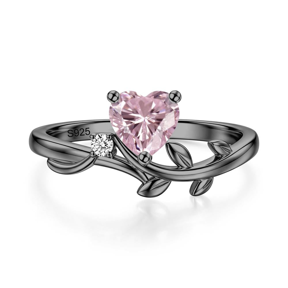 Heart Shaped Sapphire Vine and Leaf Ring - LUO Jewelry #gemstone_Pink Cubic Zirconia