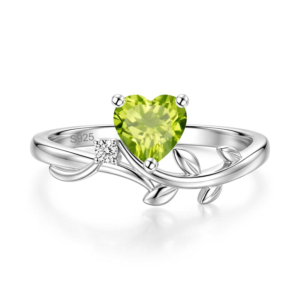 Heart Shaped Sapphire Vine and Leaf Ring - LUO Jewelry #gemstone_Peridot
