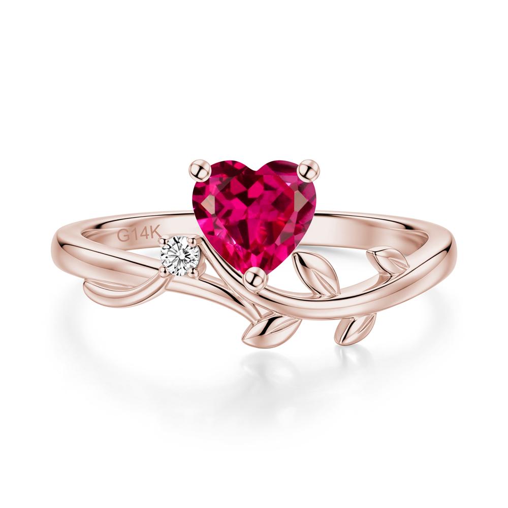 Heart Shaped Sapphire Vine and Leaf Ring - LUO Jewelry #gemstone_Ruby
