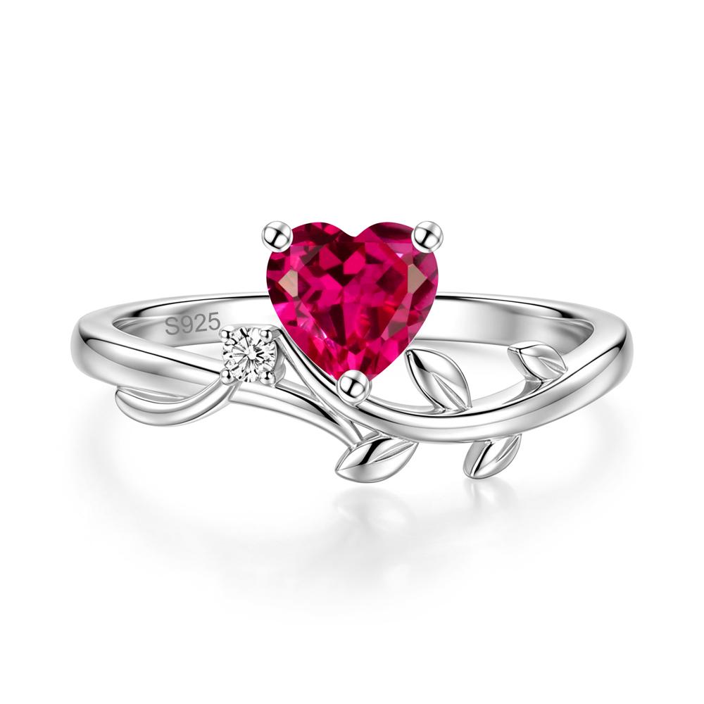 Heart Shaped Sapphire Vine and Leaf Ring - LUO Jewelry #gemstone_Ruby