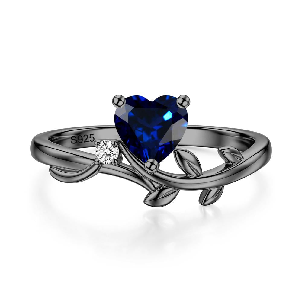 Heart Shaped Sapphire Vine and Leaf Ring - LUO Jewelry #gemstone_Sapphire