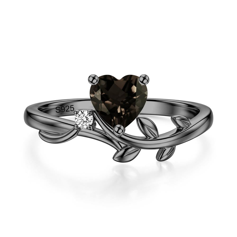Heart Shaped Sapphire Vine and Leaf Ring - LUO Jewelry #gemstone_Smoky Quartz