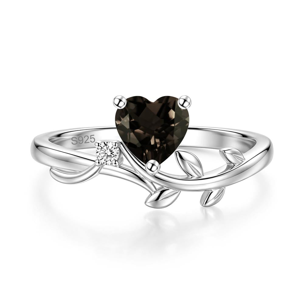Heart Shaped Sapphire Vine and Leaf Ring - LUO Jewelry #gemstone_Smoky Quartz