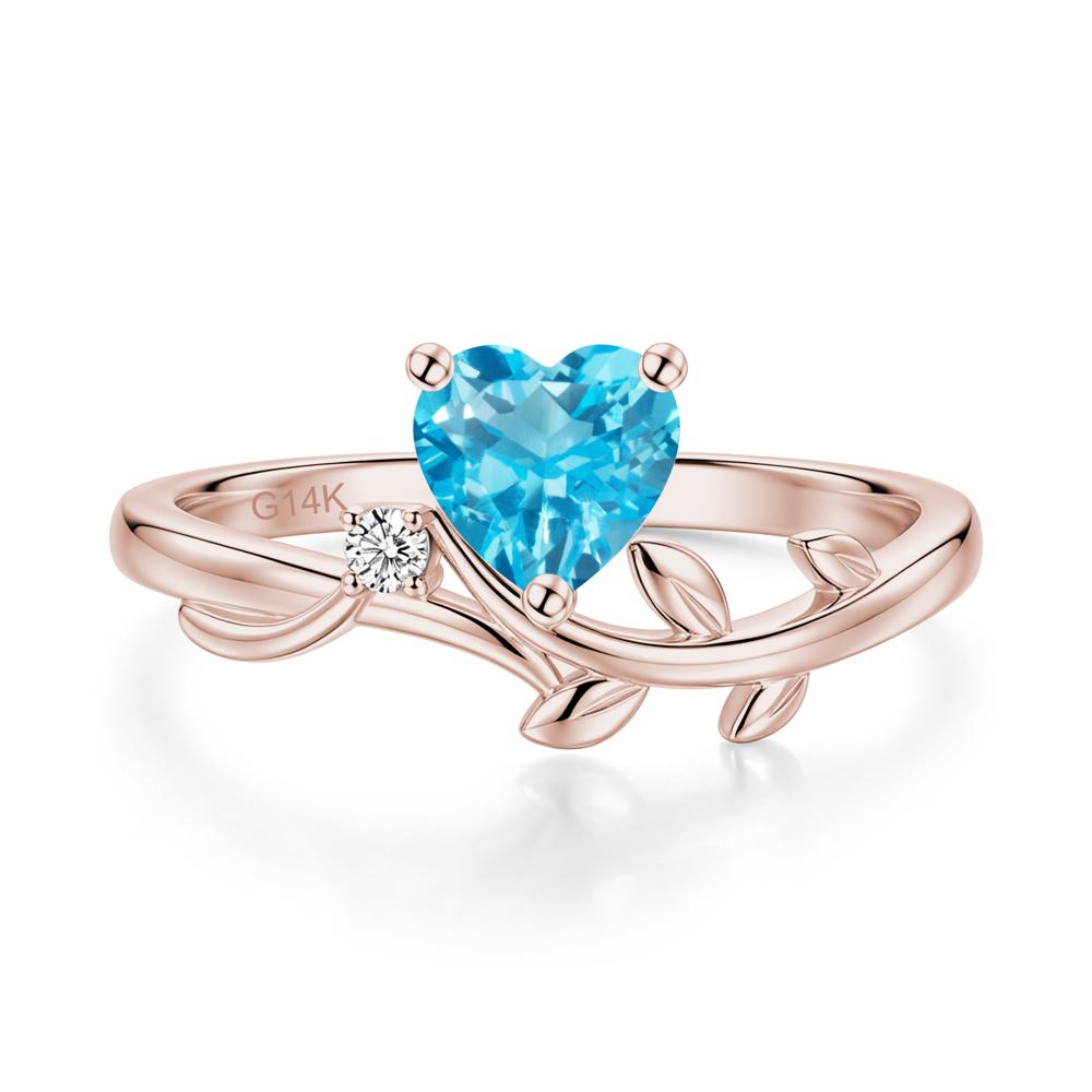 Heart Shaped Sapphire Vine and Leaf Ring - LUO Jewelry #gemstone_Swiss Blue Topaz