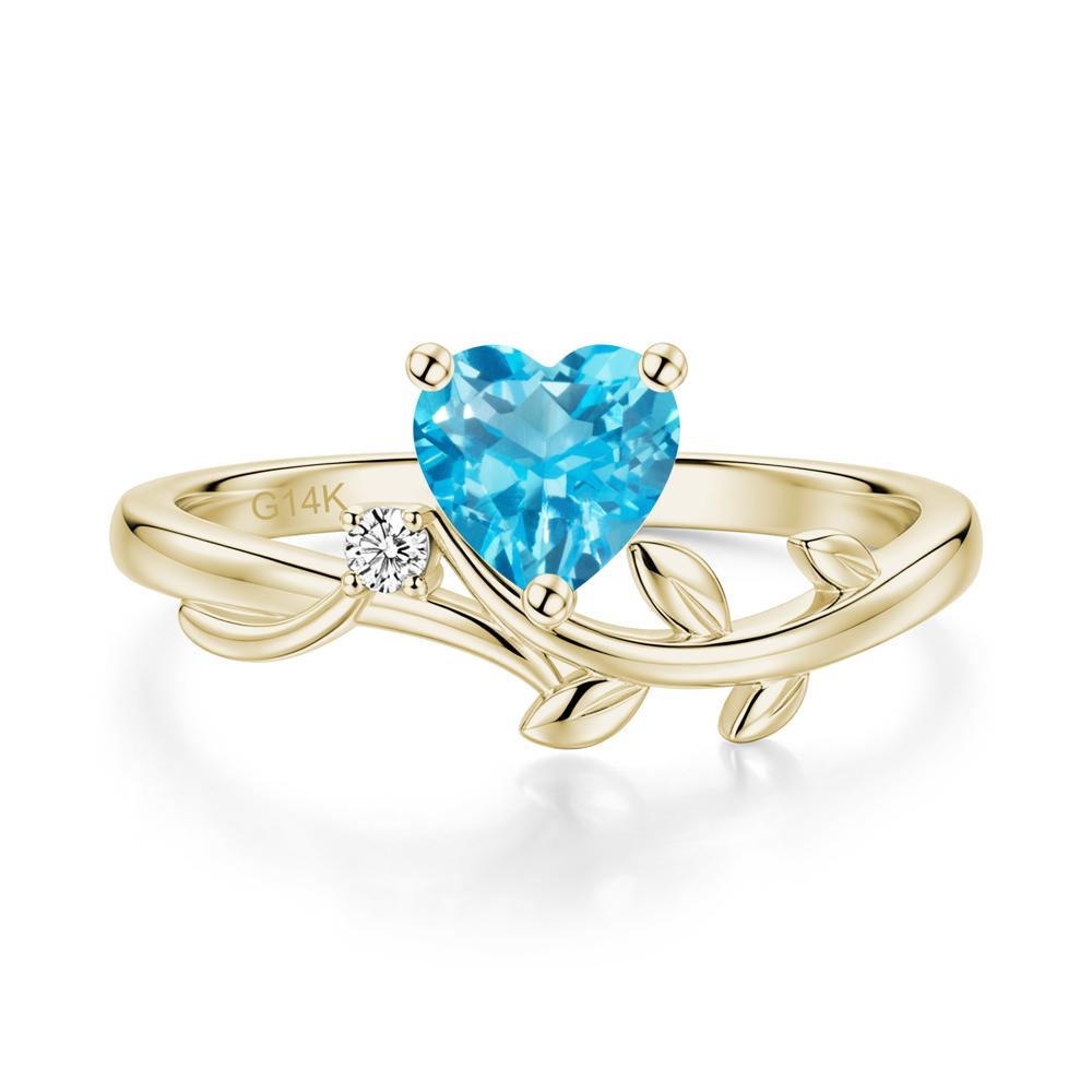 Heart Shaped Sapphire Vine and Leaf Ring - LUO Jewelry #gemstone_Swiss Blue Topaz