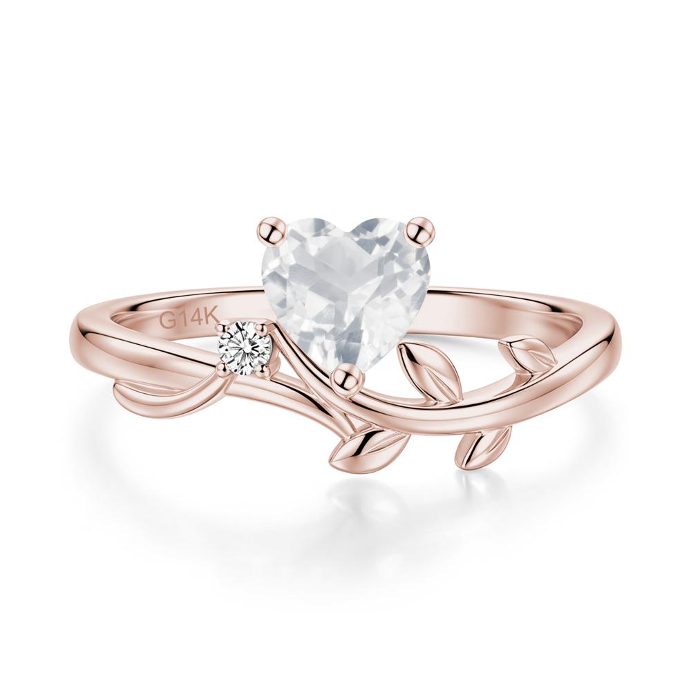Heart Shaped Sapphire Vine and Leaf Ring - LUO Jewelry #gemstone_White Topaz