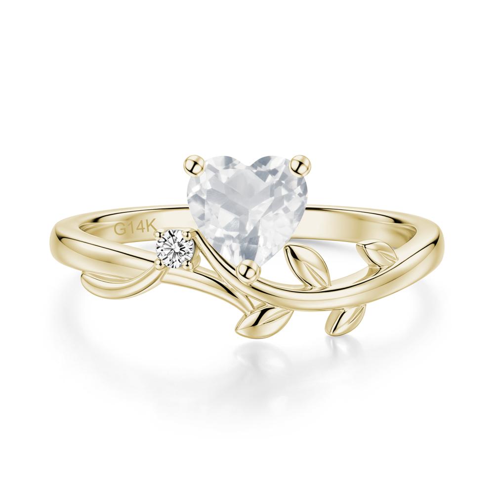 Heart Shaped Sapphire Vine and Leaf Ring - LUO Jewelry #gemstone_White Topaz