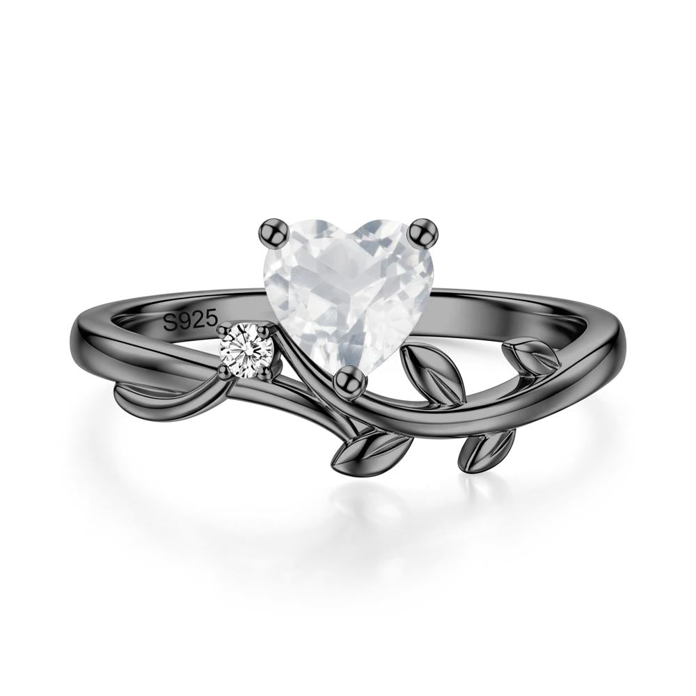 Heart Shaped Sapphire Vine and Leaf Ring - LUO Jewelry #gemstone_White Topaz