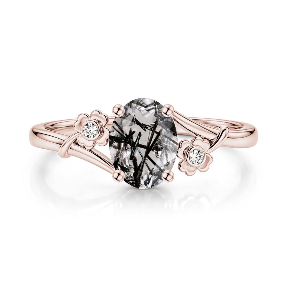 Oval Shaped Diopside Bypass Clover Ring - LUO Jewelry #gemstone_Black Rutilated Quartz
