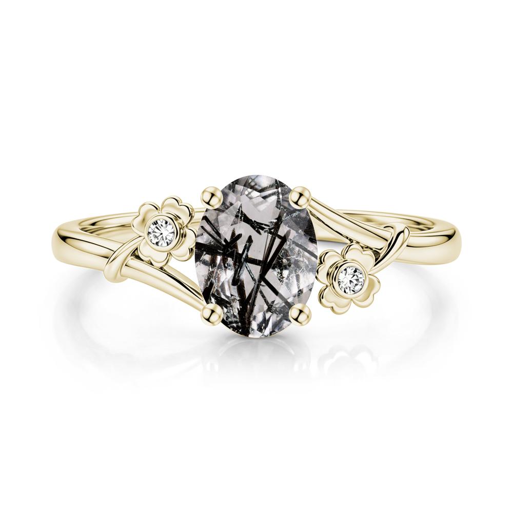Oval Shaped Diopside Bypass Clover Ring - LUO Jewelry #gemstone_Black Rutilated Quartz