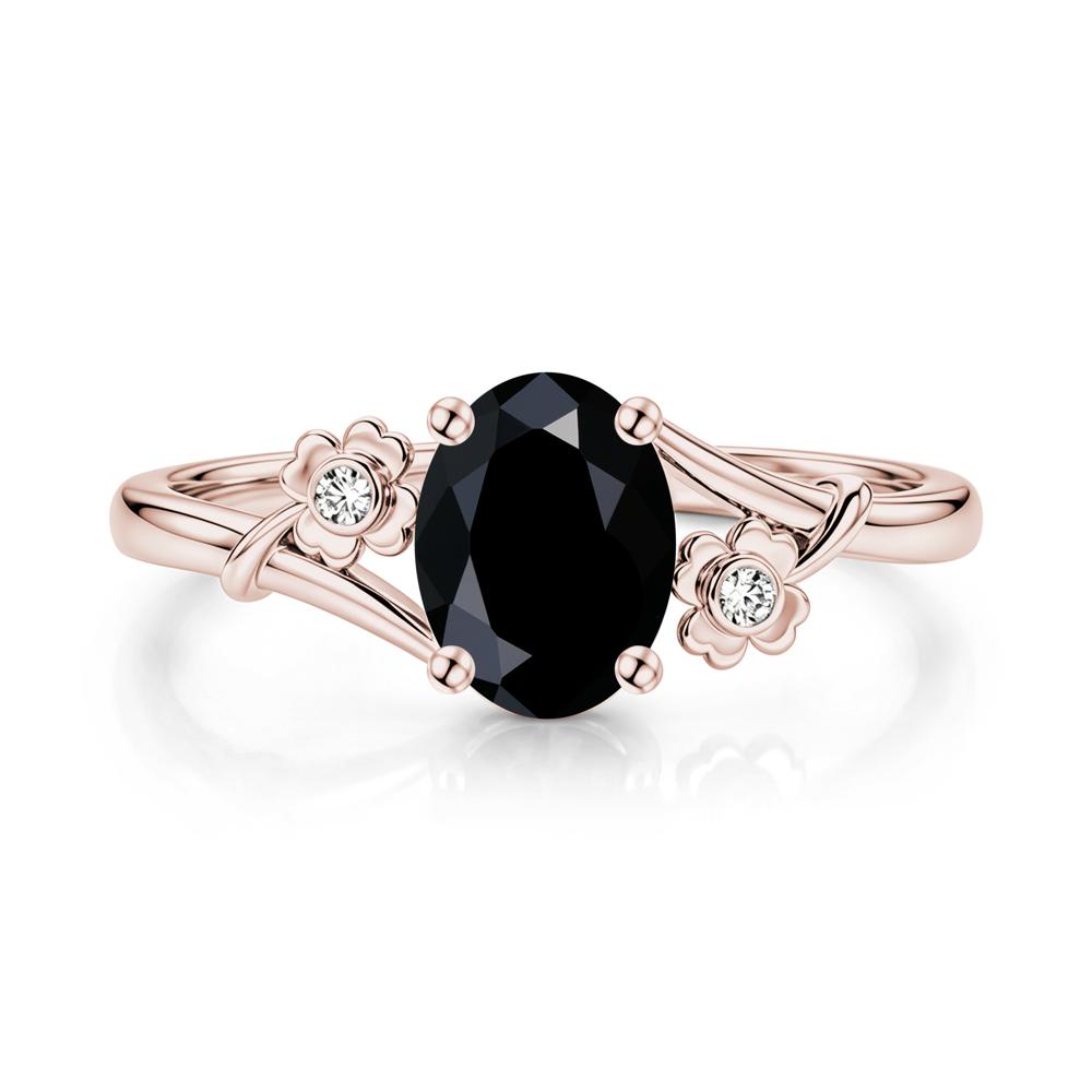 Oval Shaped Diopside Bypass Clover Ring - LUO Jewelry #gemstone_Black Spinel