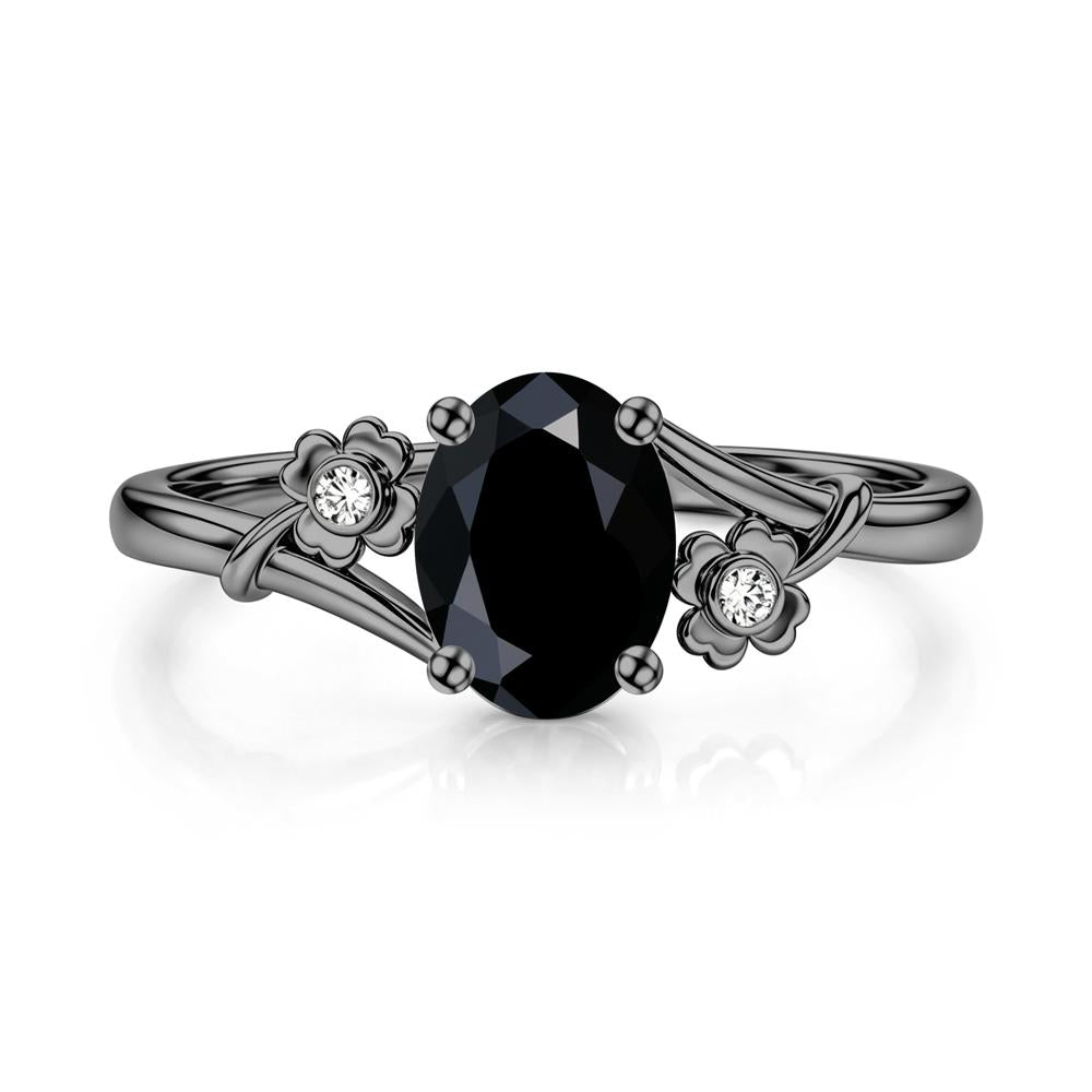 Oval Shaped Diopside Bypass Clover Ring - LUO Jewelry #gemstone_Black Spinel