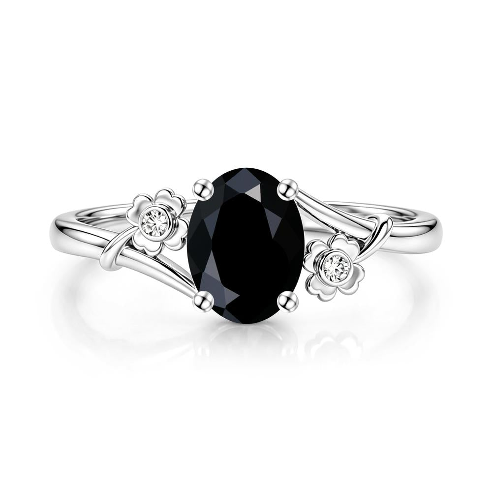 Oval Shaped Diopside Bypass Clover Ring - LUO Jewelry #gemstone_Black Spinel
