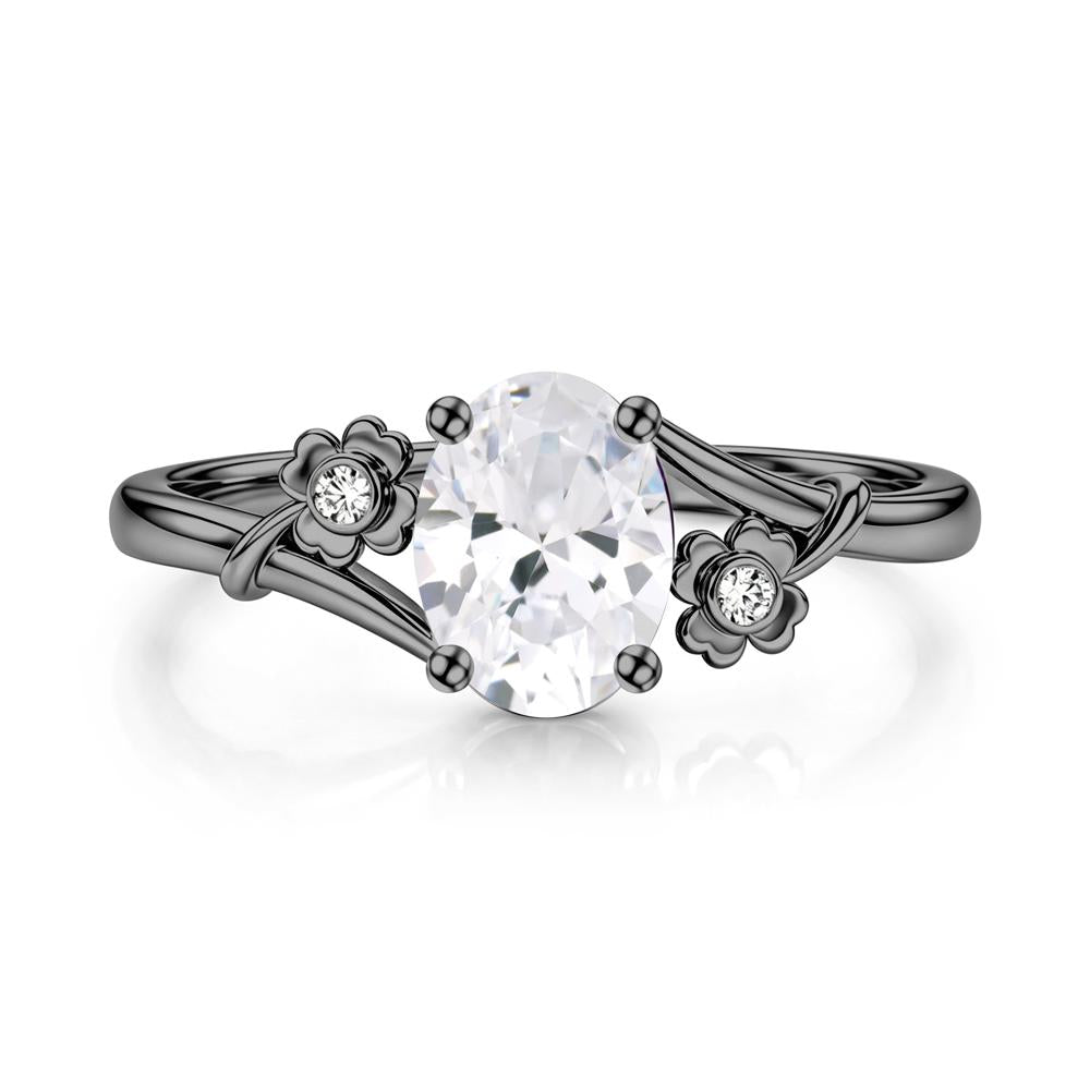 Oval Shaped Diopside Bypass Clover Ring - LUO Jewelry #gemstone_Cubic Zirconia
