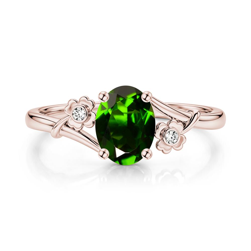 Oval Shaped Diopside Bypass Clover Ring - LUO Jewelry #gemstone_Diopside