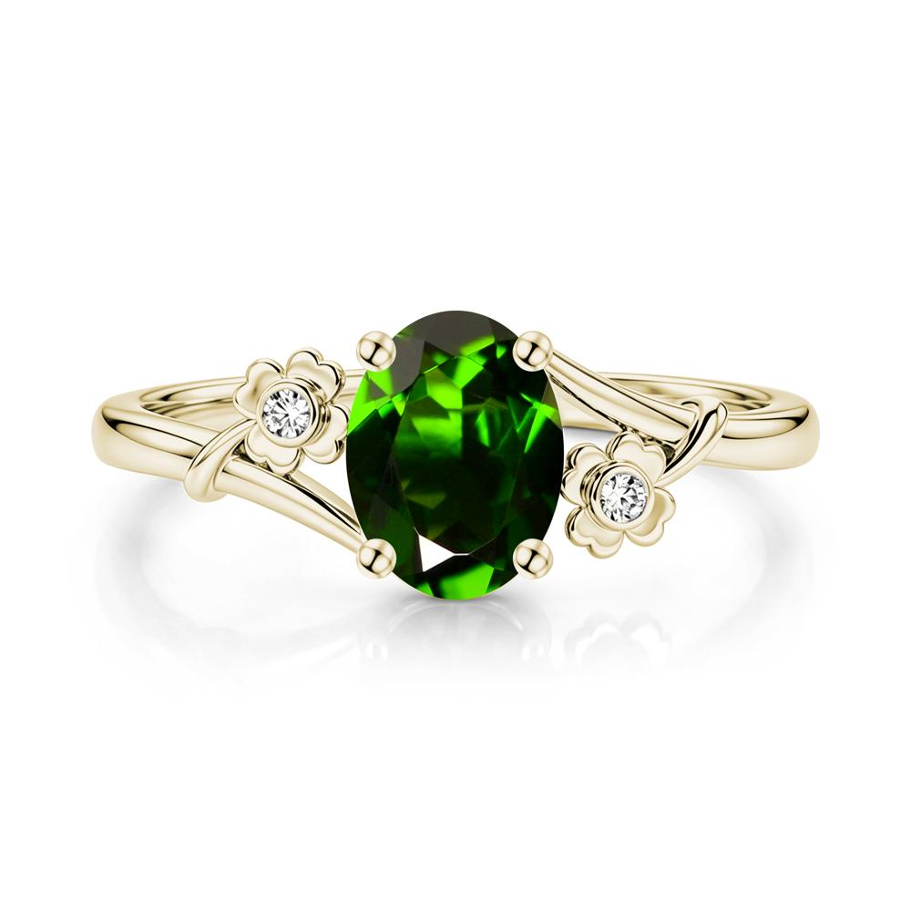 Oval Shaped Diopside Bypass Clover Ring - LUO Jewelry #gemstone_Diopside