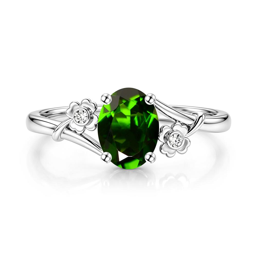 Oval Shaped Diopside Bypass Clover Ring - LUO Jewelry #gemstone_Diopside