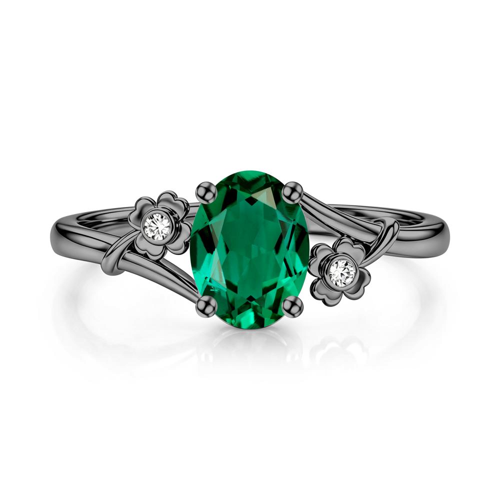 Oval Shaped Diopside Bypass Clover Ring - LUO Jewelry #gemstone_Emerald