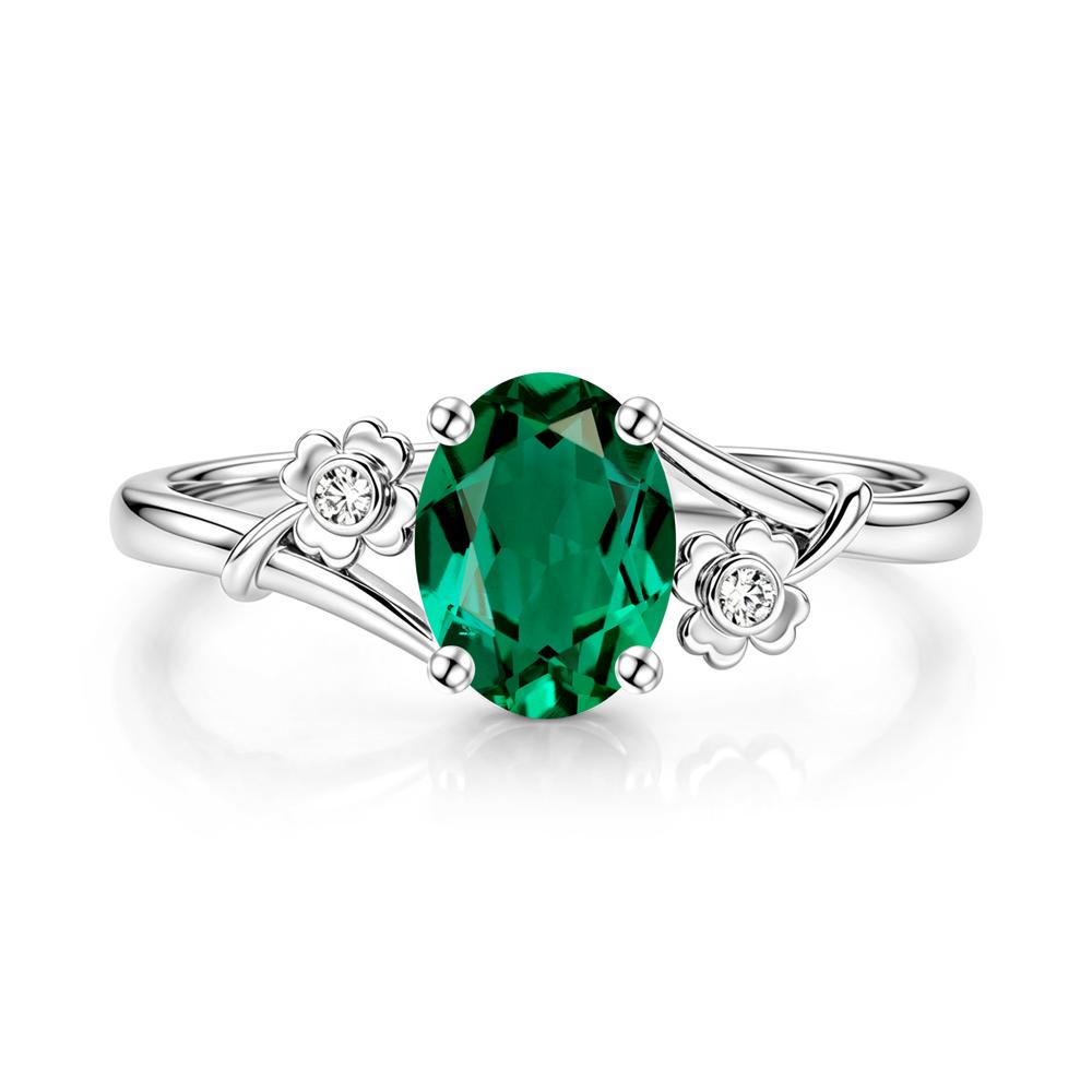Oval Shaped Diopside Bypass Clover Ring - LUO Jewelry #gemstone_Emerald