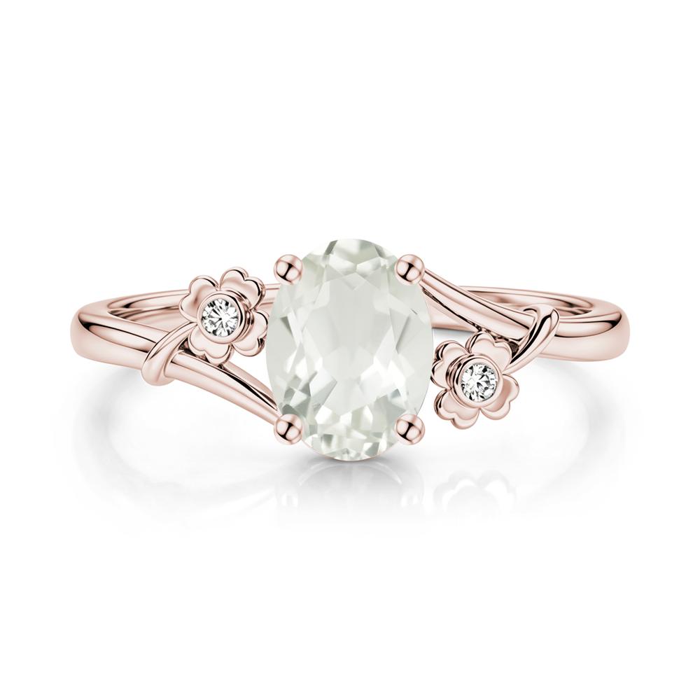 Oval Shaped Diopside Bypass Clover Ring - LUO Jewelry #gemstone_Green Amethyst