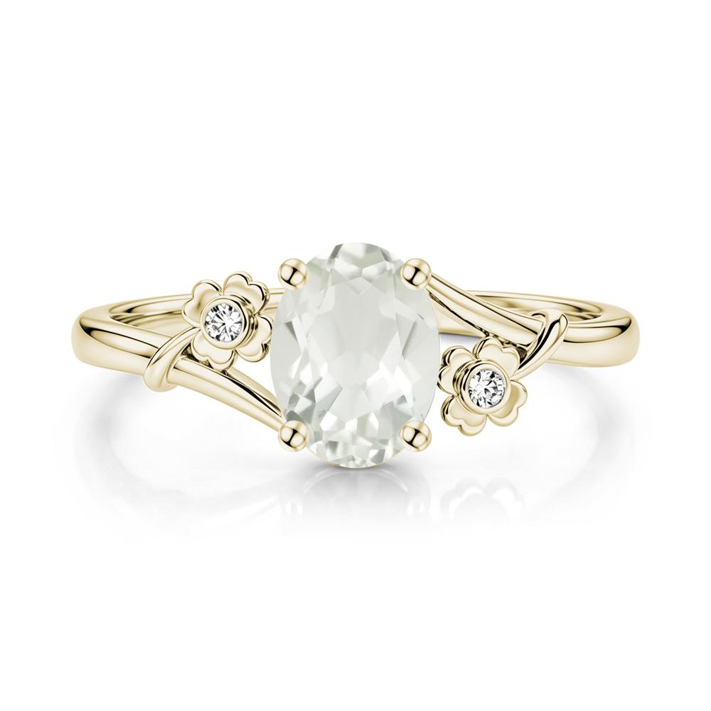 Oval Shaped Diopside Bypass Clover Ring - LUO Jewelry #gemstone_Green Amethyst