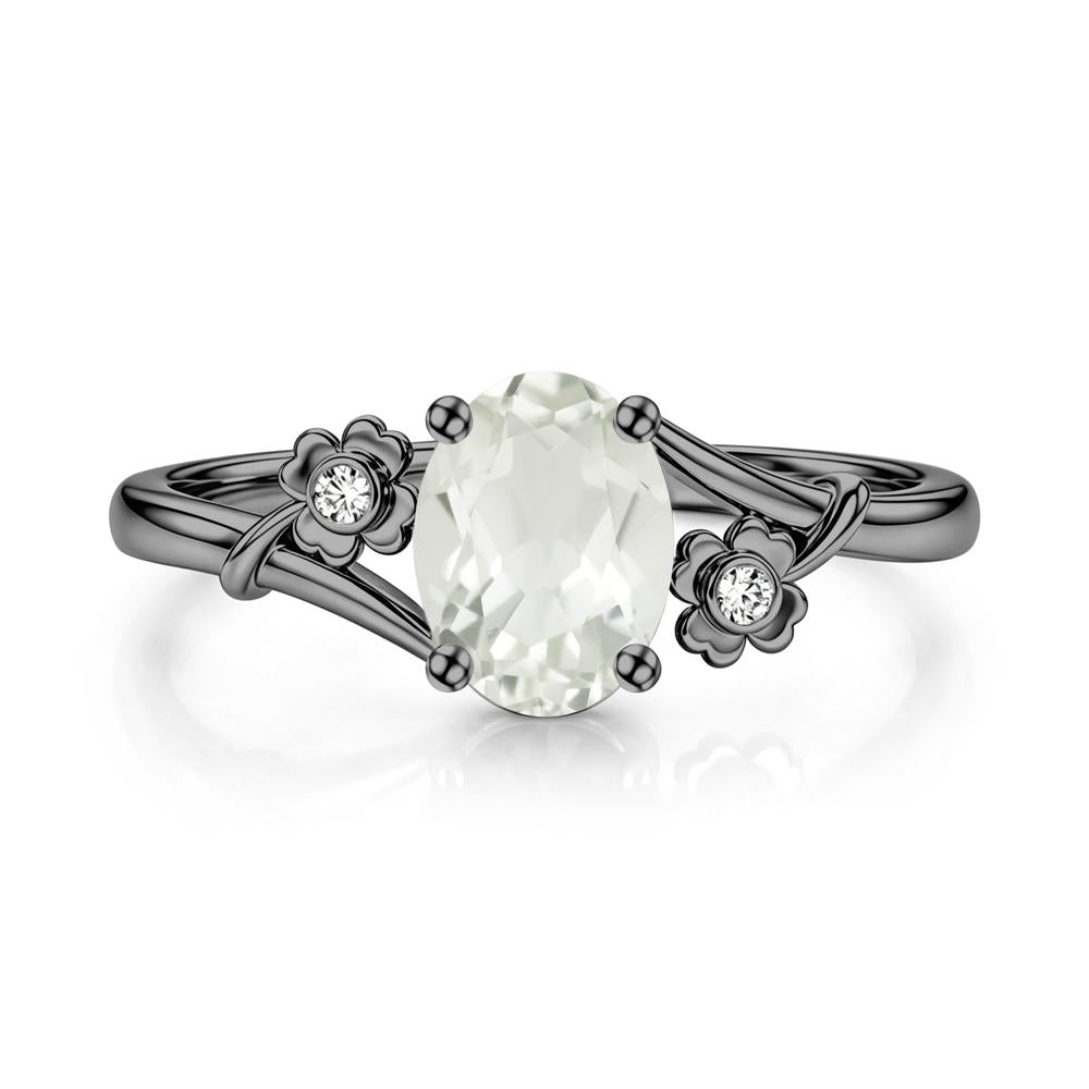 Oval Shaped Diopside Bypass Clover Ring - LUO Jewelry #gemstone_Green Amethyst