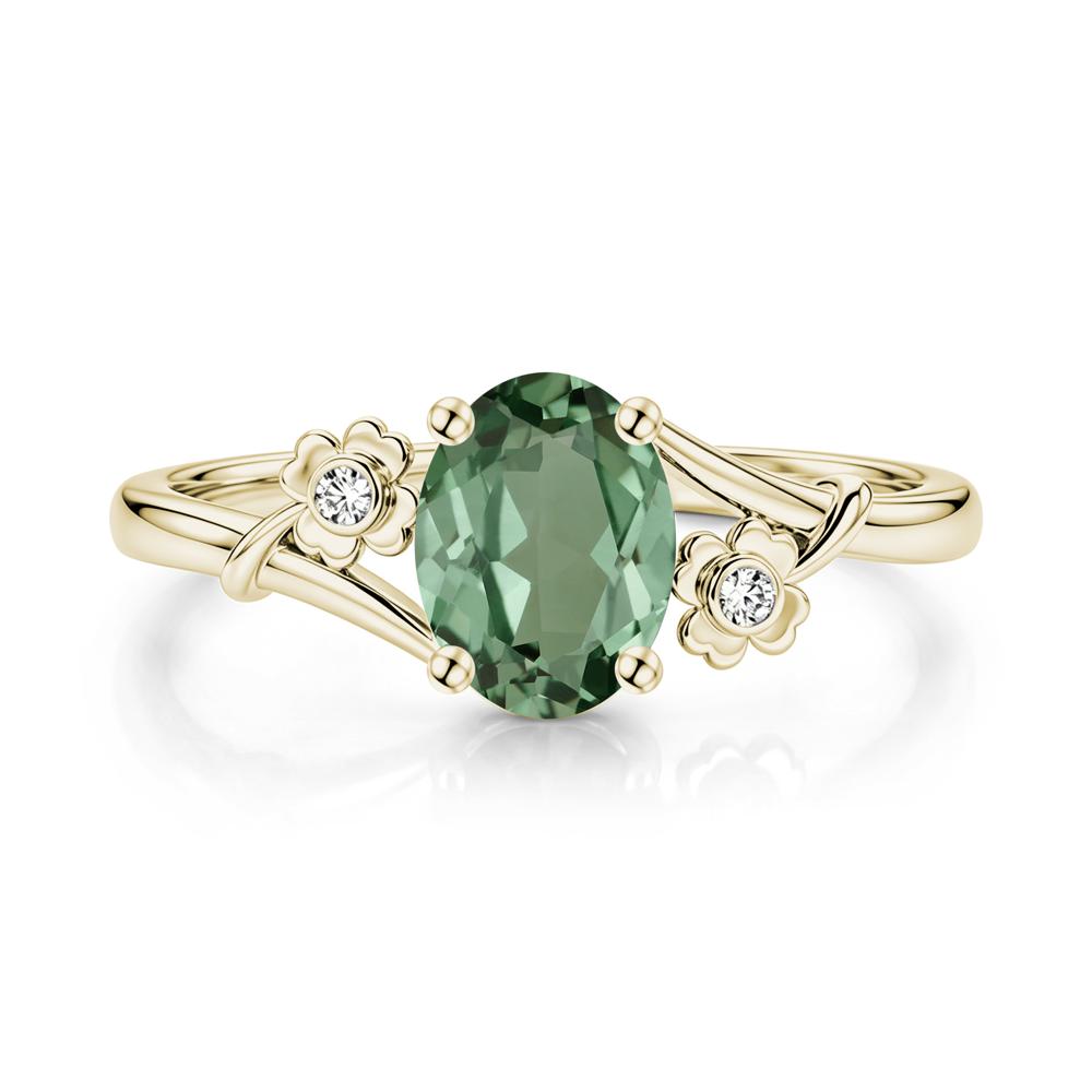 Oval Shaped Diopside Bypass Clover Ring - LUO Jewelry #gemstone_Green Sapphire