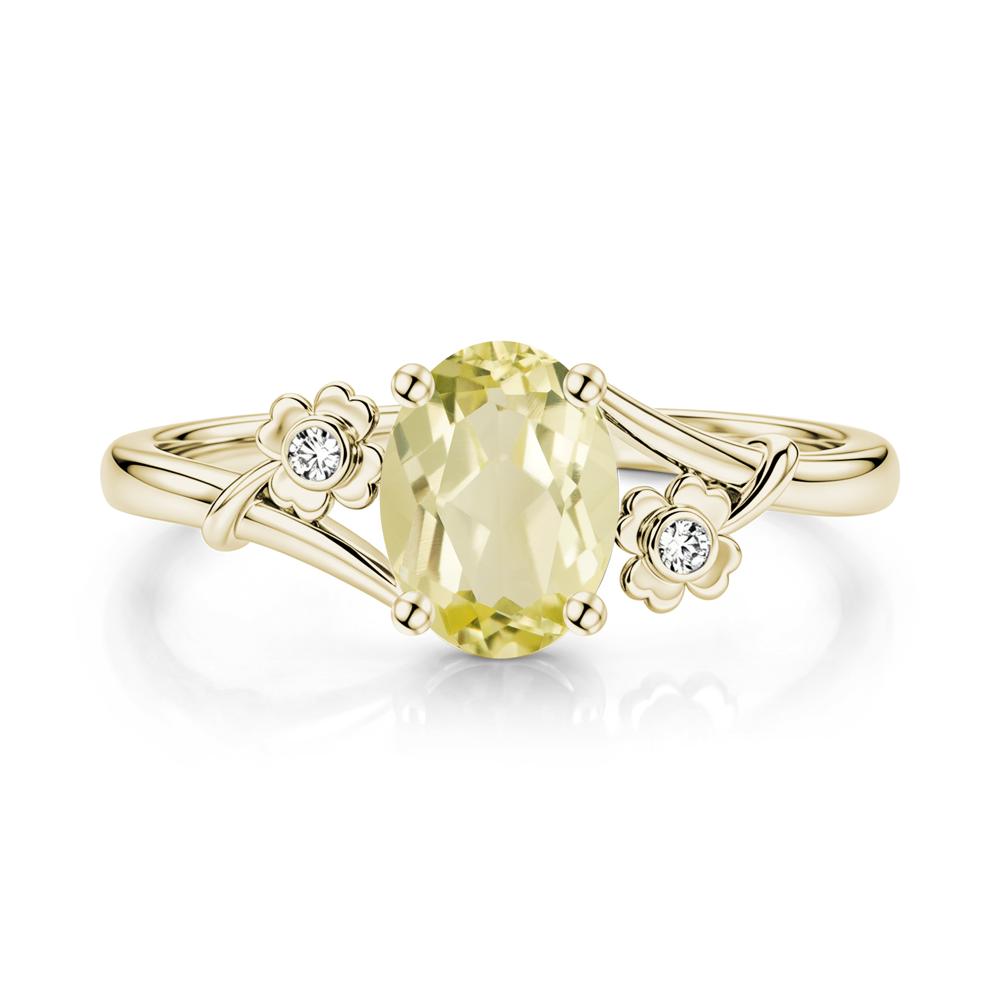 Oval Shaped Diopside Bypass Clover Ring - LUO Jewelry #gemstone_Lemon Quartz