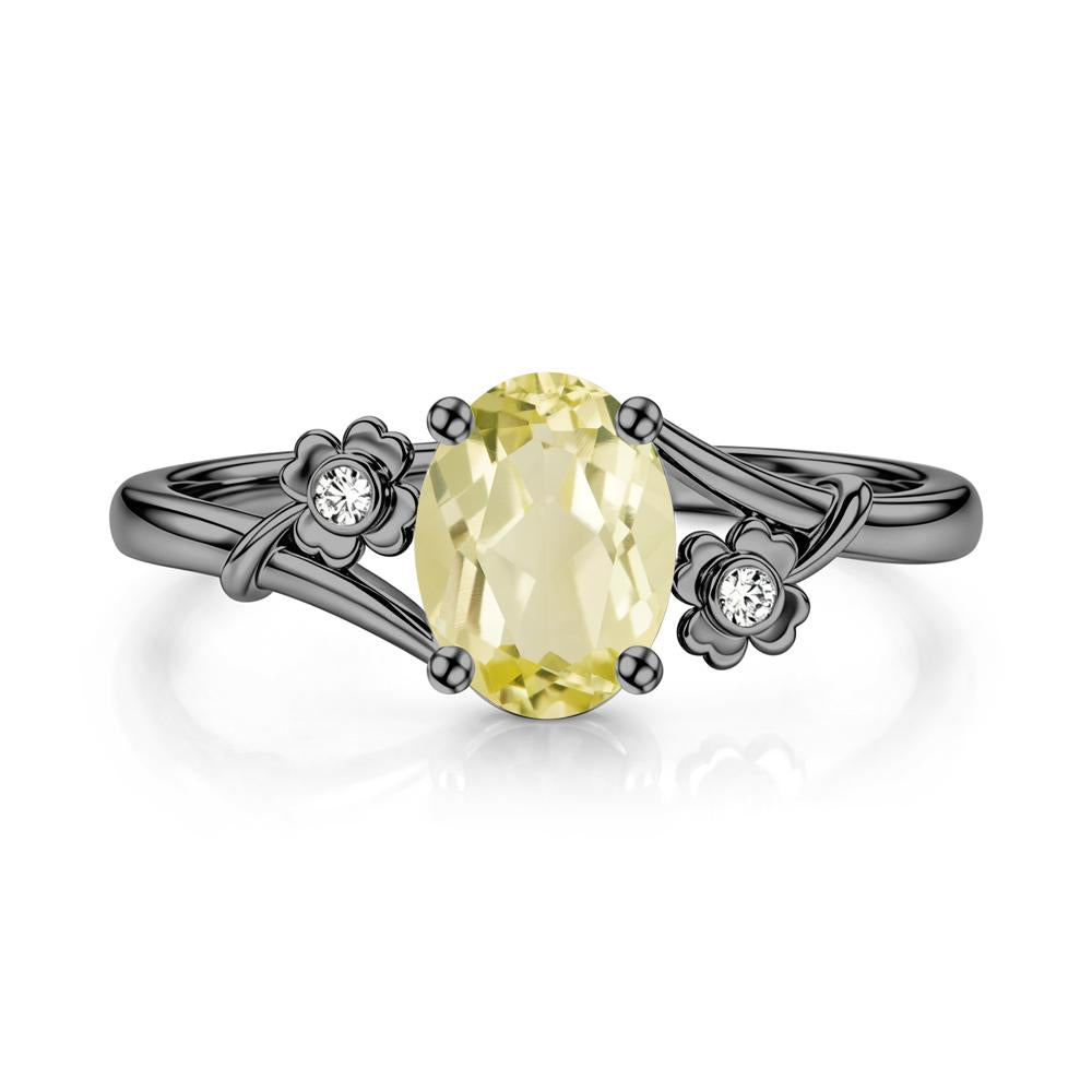 Oval Shaped Diopside Bypass Clover Ring - LUO Jewelry #gemstone_Lemon Quartz