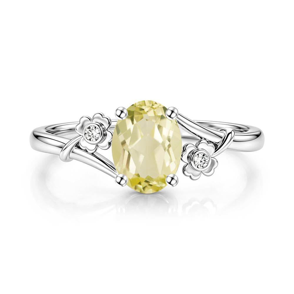 Oval Shaped Diopside Bypass Clover Ring - LUO Jewelry #gemstone_Lemon Quartz