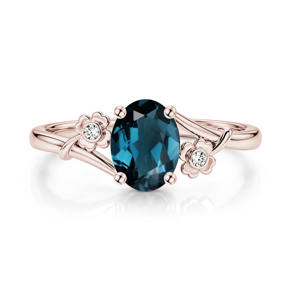 Oval Shaped Diopside Bypass Clover Ring - LUO Jewelry #gemstone_London Blue Topaz
