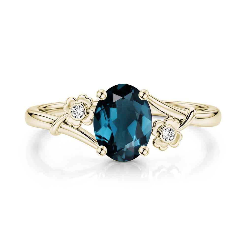 Oval Shaped Diopside Bypass Clover Ring - LUO Jewelry #gemstone_London Blue Topaz