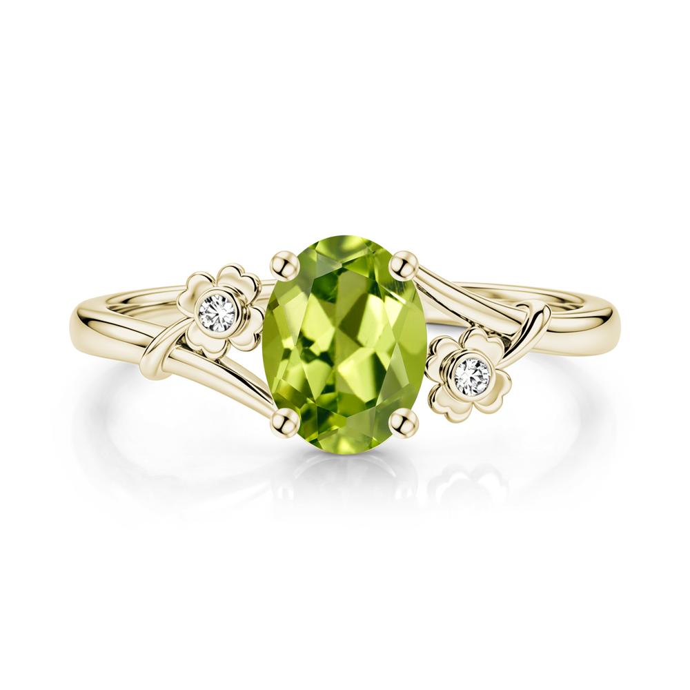 Oval Shaped Diopside Bypass Clover Ring - LUO Jewelry #gemstone_Peridot