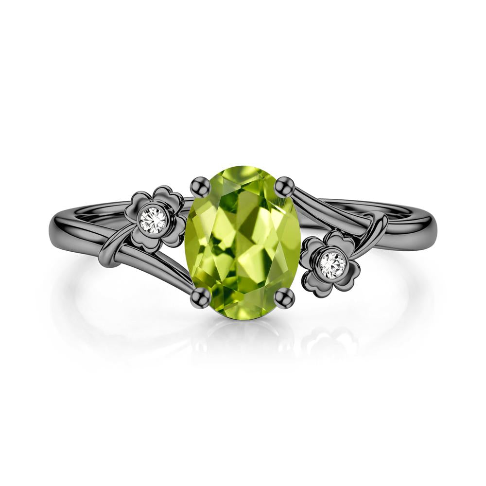 Oval Shaped Diopside Bypass Clover Ring - LUO Jewelry #gemstone_Peridot