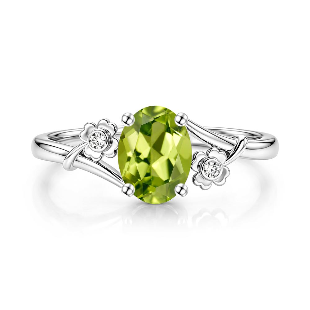 Oval Shaped Diopside Bypass Clover Ring - LUO Jewelry #gemstone_Peridot