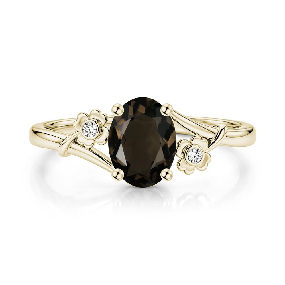Oval Shaped Diopside Bypass Clover Ring - LUO Jewelry #gemstone_Smoky Quartz